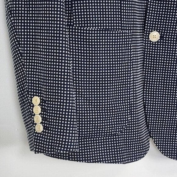 Navy & White Gingham Check Blazer Jacket - Picture 3 of 16